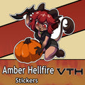 Amber Hellfire Halloween Pumpkin Sticker
