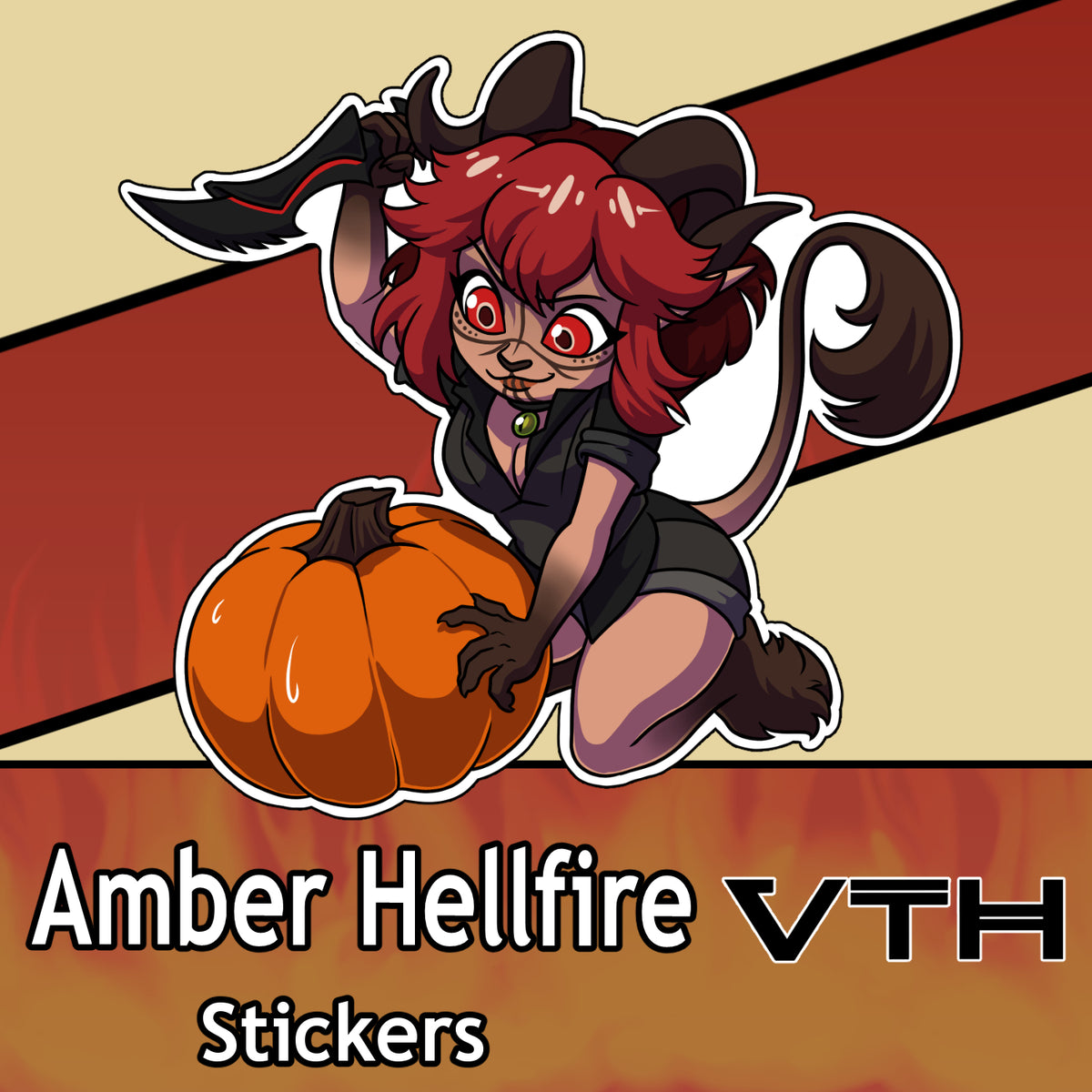 Amber Hellfire Halloween Pumpkin Sticker