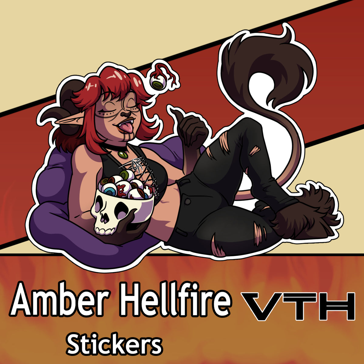 Amber Hellfire Halloween Snack Sticker