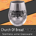 Church of Bread Logo Stemless Wine Glass
