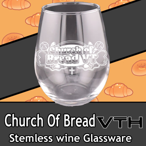 Church of Bread Logo Stemless Wine Glass