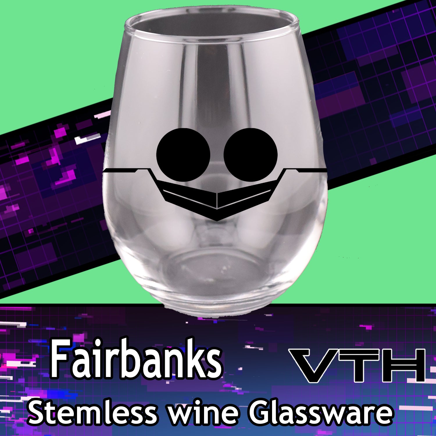 Fairbanks Logo Stemless Wine Glass