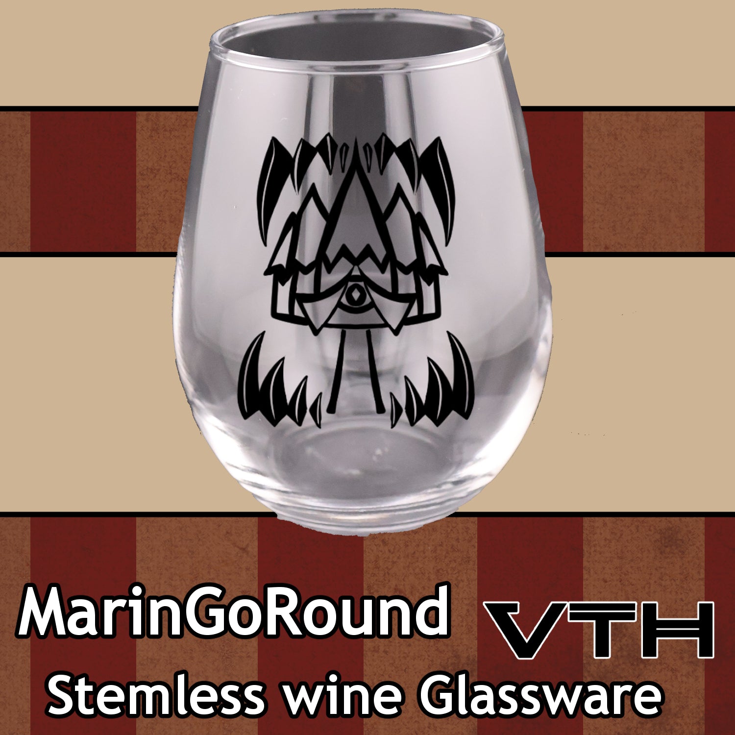 MarinGoRound Dark Carnival Stemless Wine Glass