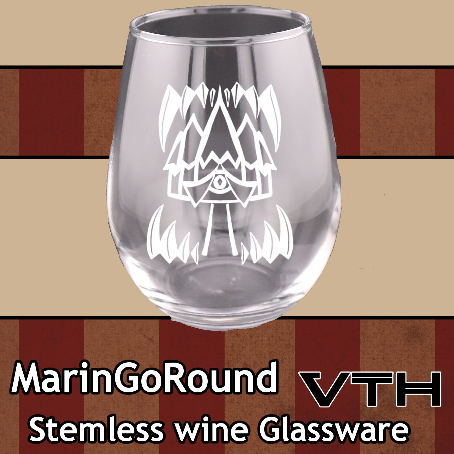 MarinGoRound Dark Carnival Stemless Wine Glass