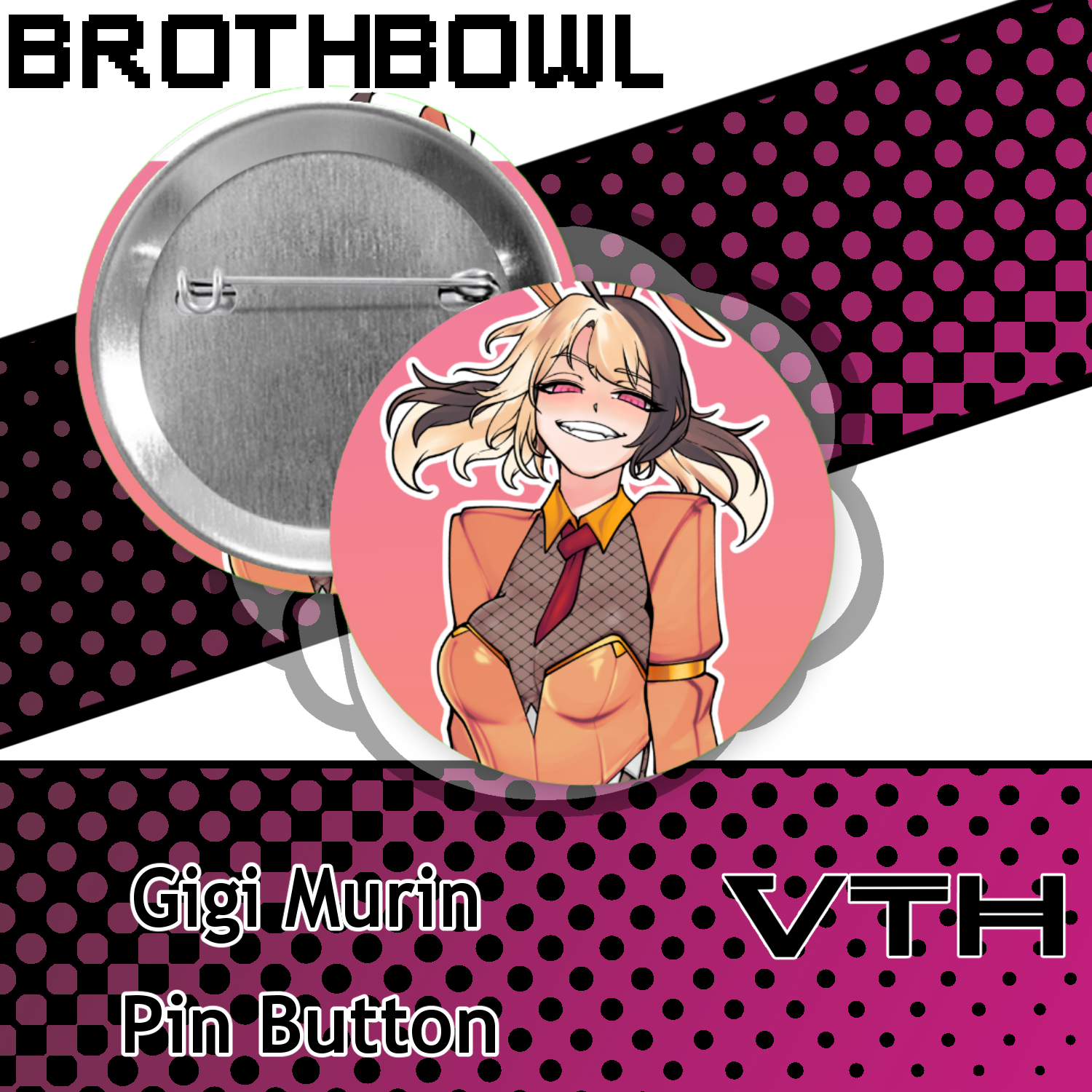 HoloLive Justice Pinback Buttons - Brothbowl
