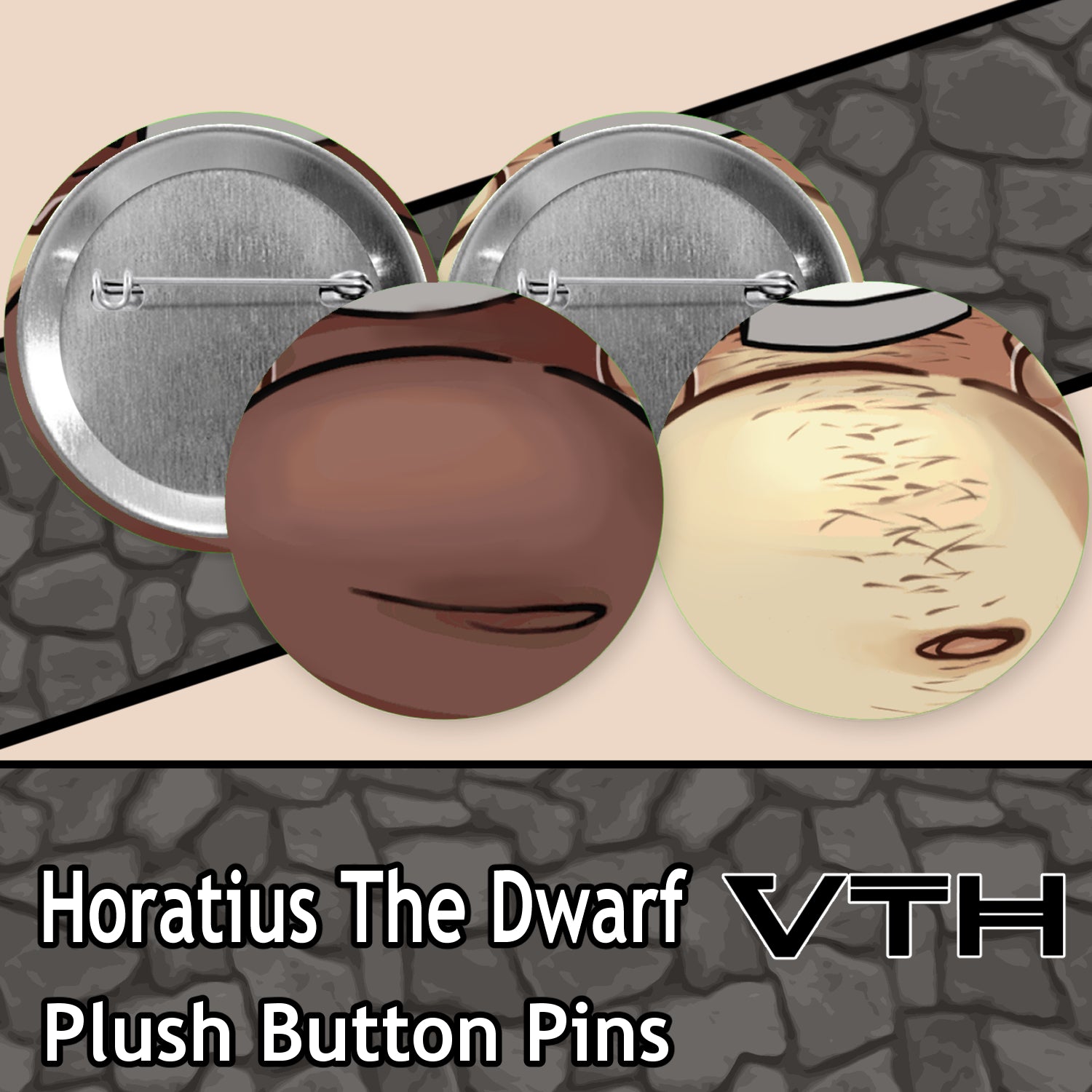 Horatius The Dwarf Plush Belly Pinback Button