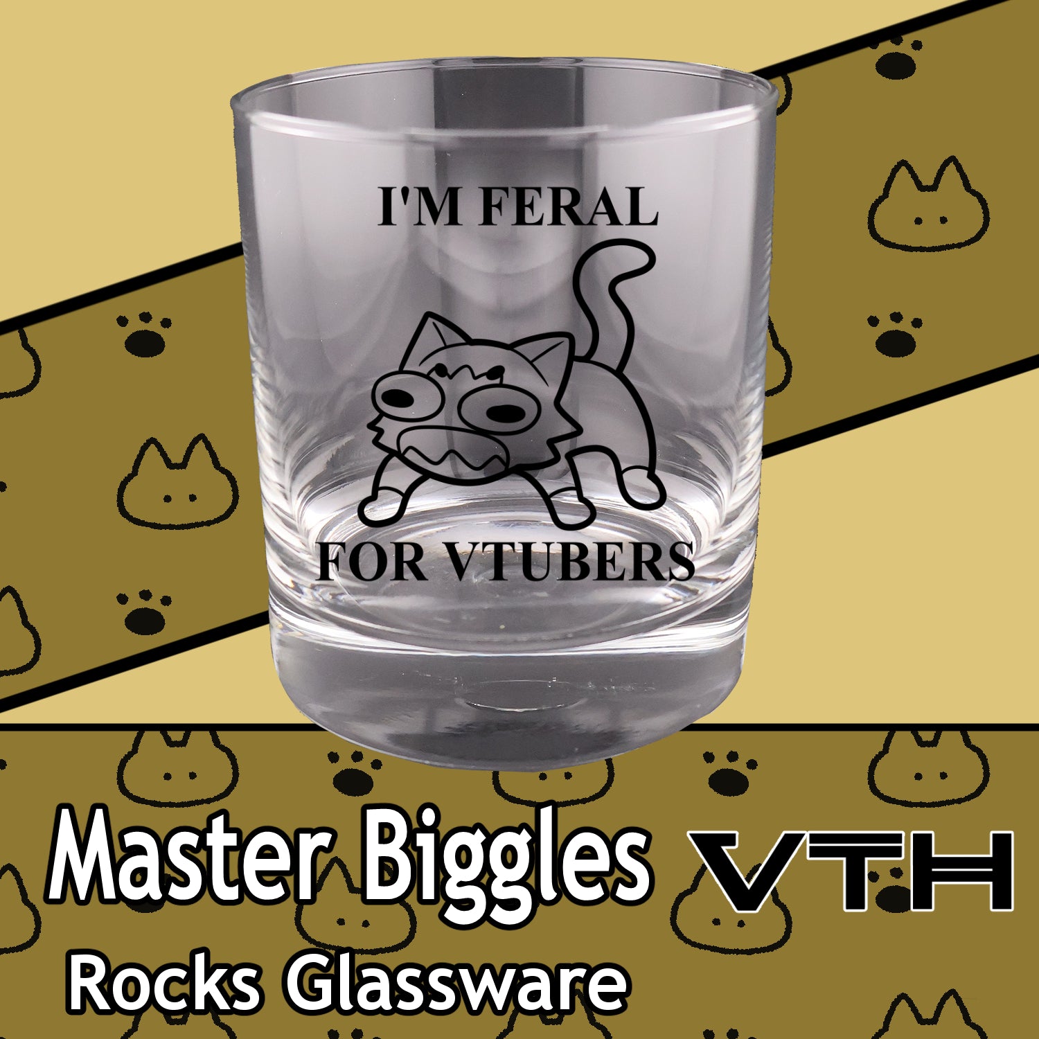Master Biggles I'm Feral For VTubers Rocks Glass
