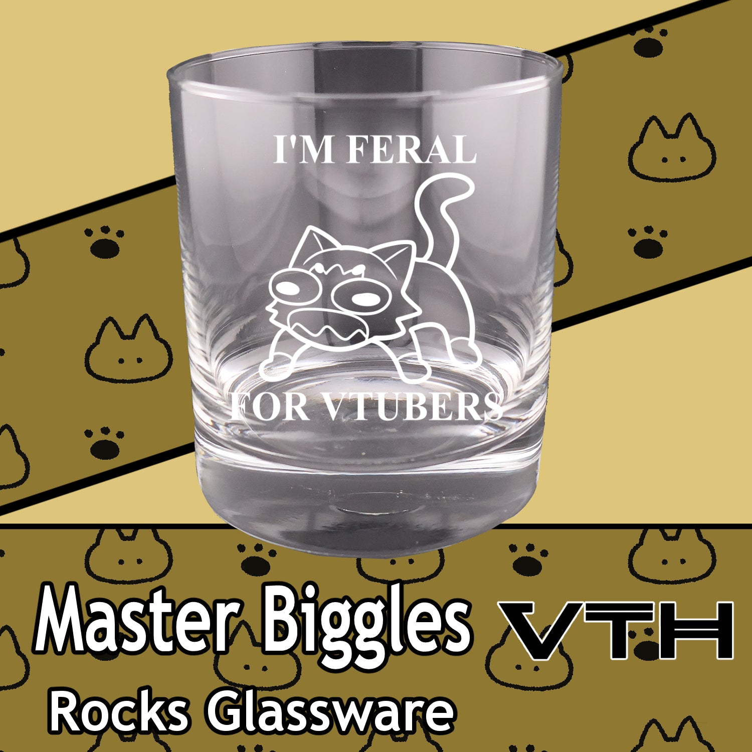 Master Biggles I'm Feral For VTubers Rocks Glass