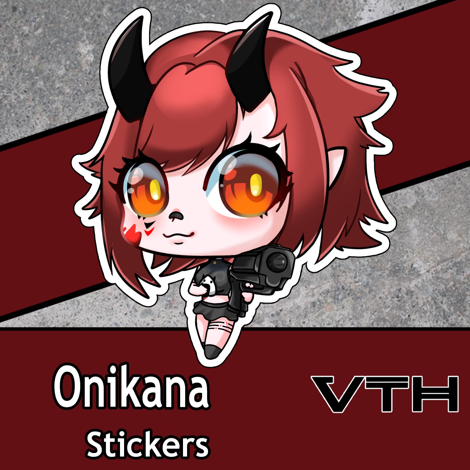 OniKana Chibi Gun Sticker