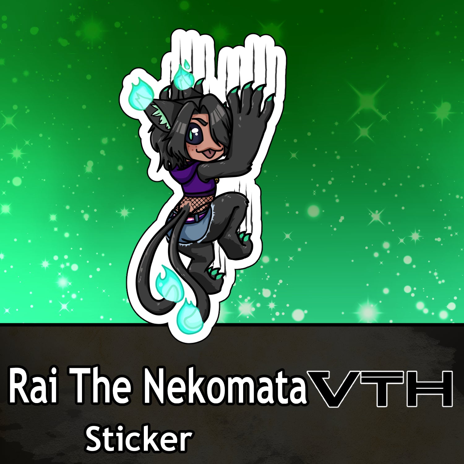 Rai the Nekomata Clawing Sticker