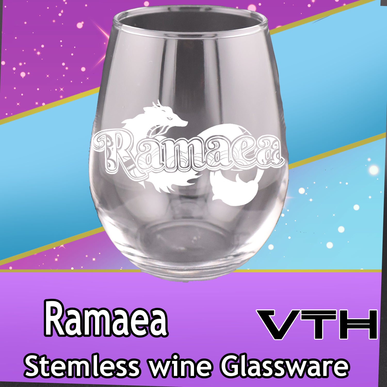 Ramaea Logo Stemless Wine Glass