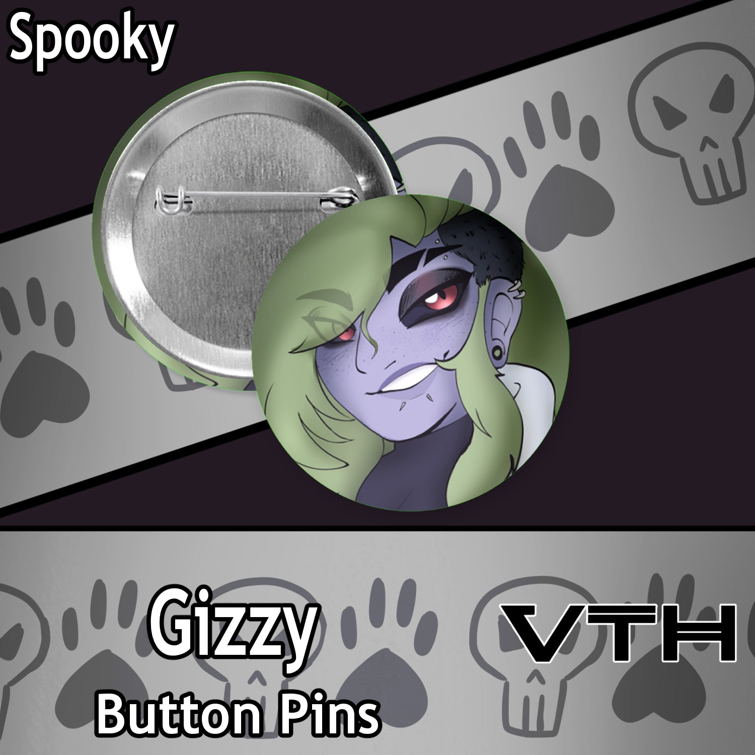 Gizzy Pinback Buttons - Spooky