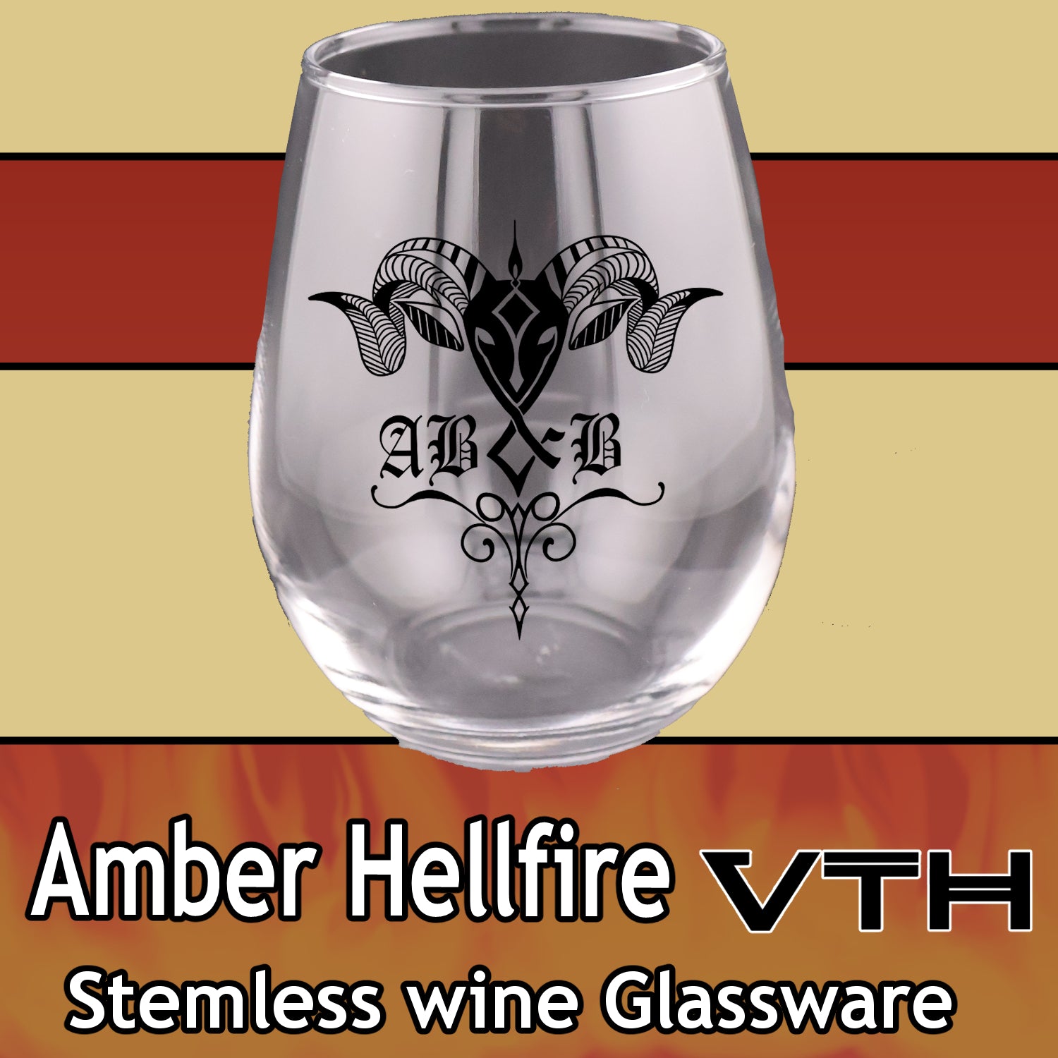 Amber Hellfire AB&B Stemless Wine Glass