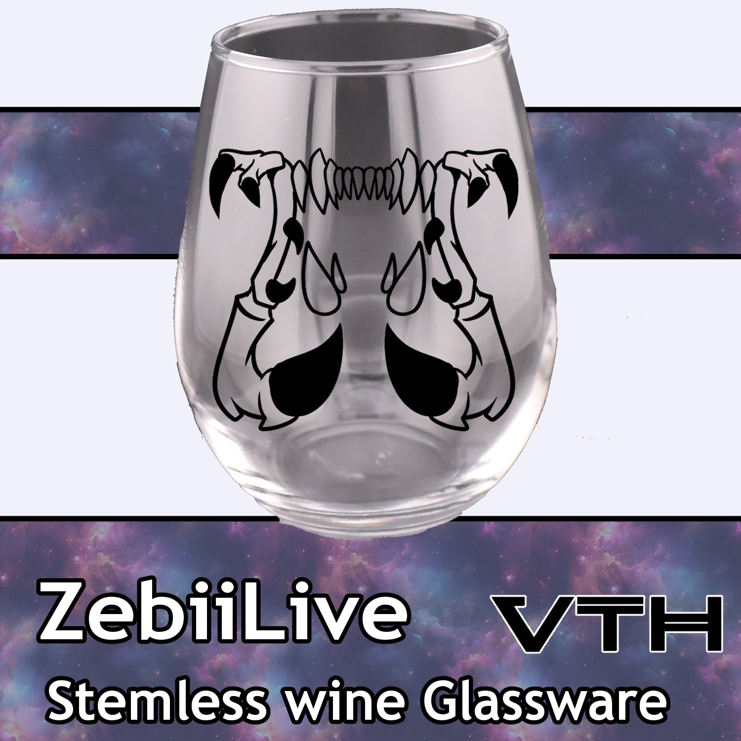ZebiiLIVE Teeth Stemless Wine Glass