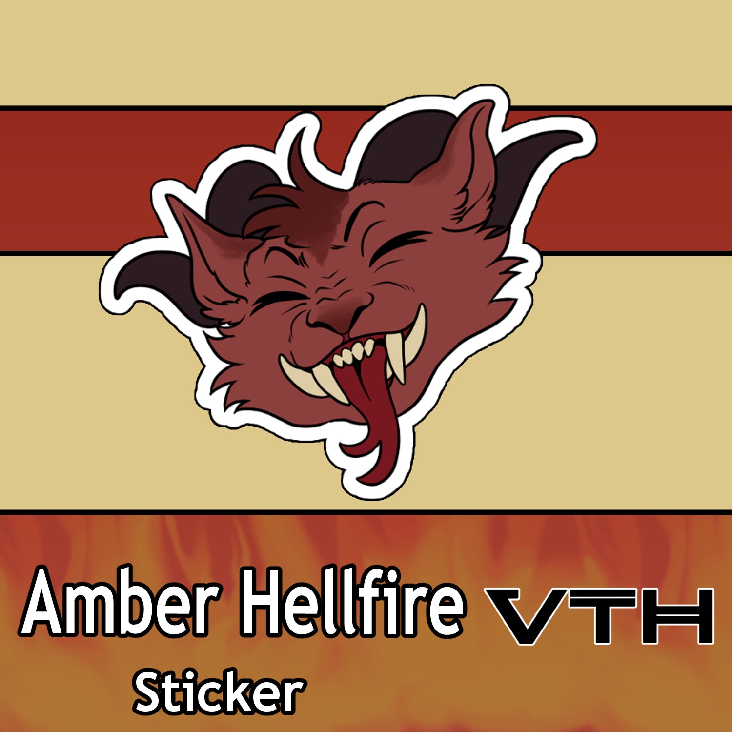 Amber Hellfire Gremlin Heathen Grin Sticker