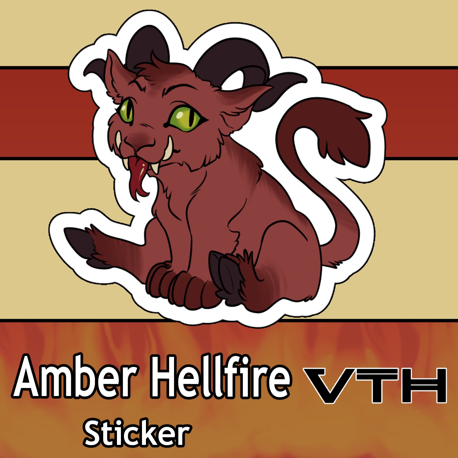 Amber Hellfire Gremlin Heathen Sit Sticker