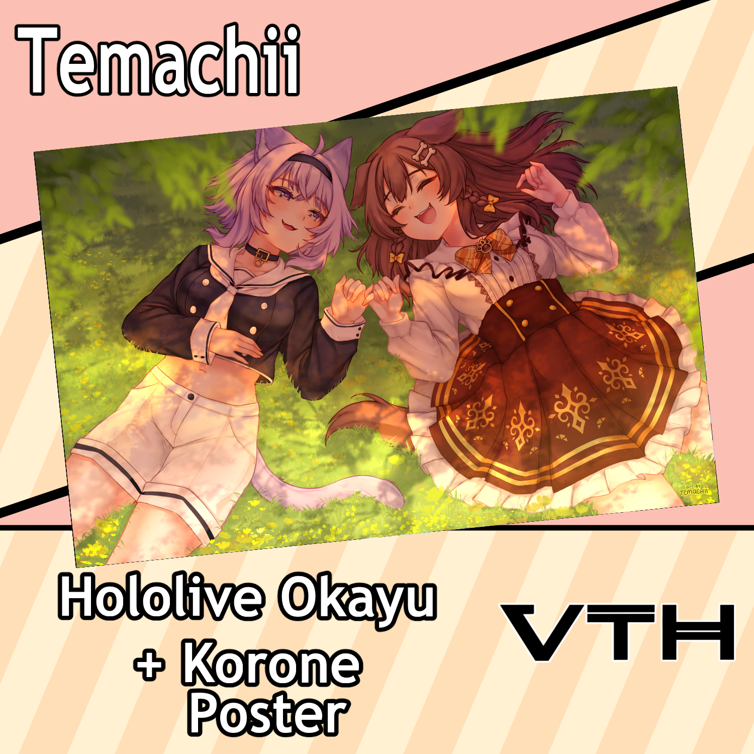 Hololive Nekomata Okayu and Inugami Korone Poster - Temachii
