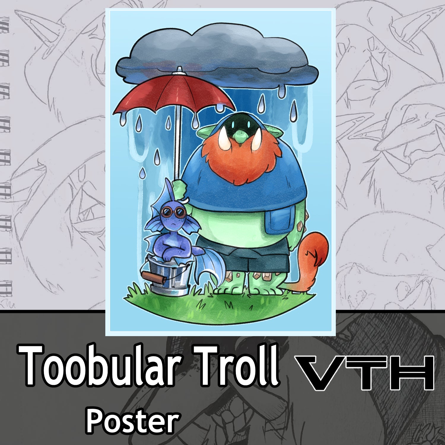 Toobular Troll Rainy Day Poster
