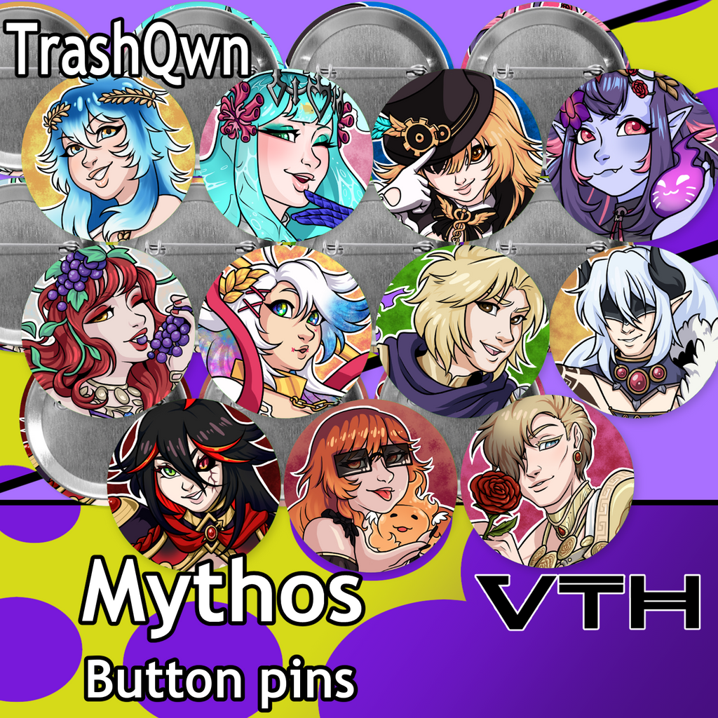 Mythos Pinback Buttons - TrashQwn
