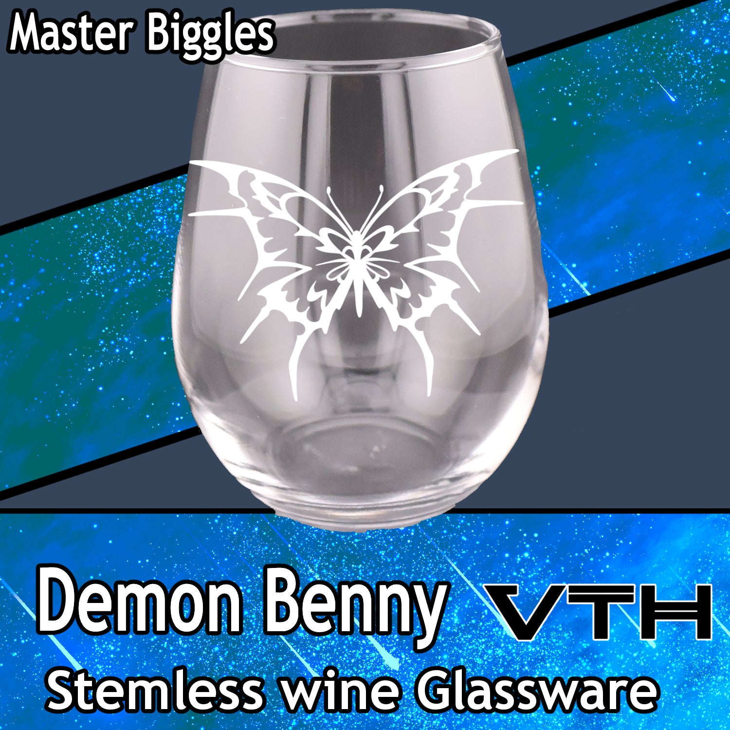 DemonBenny RockStar Butterfly Stemless Wine Glass