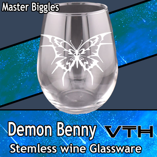 DemonBenny RockStar Butterfly Stemless Wine Glass