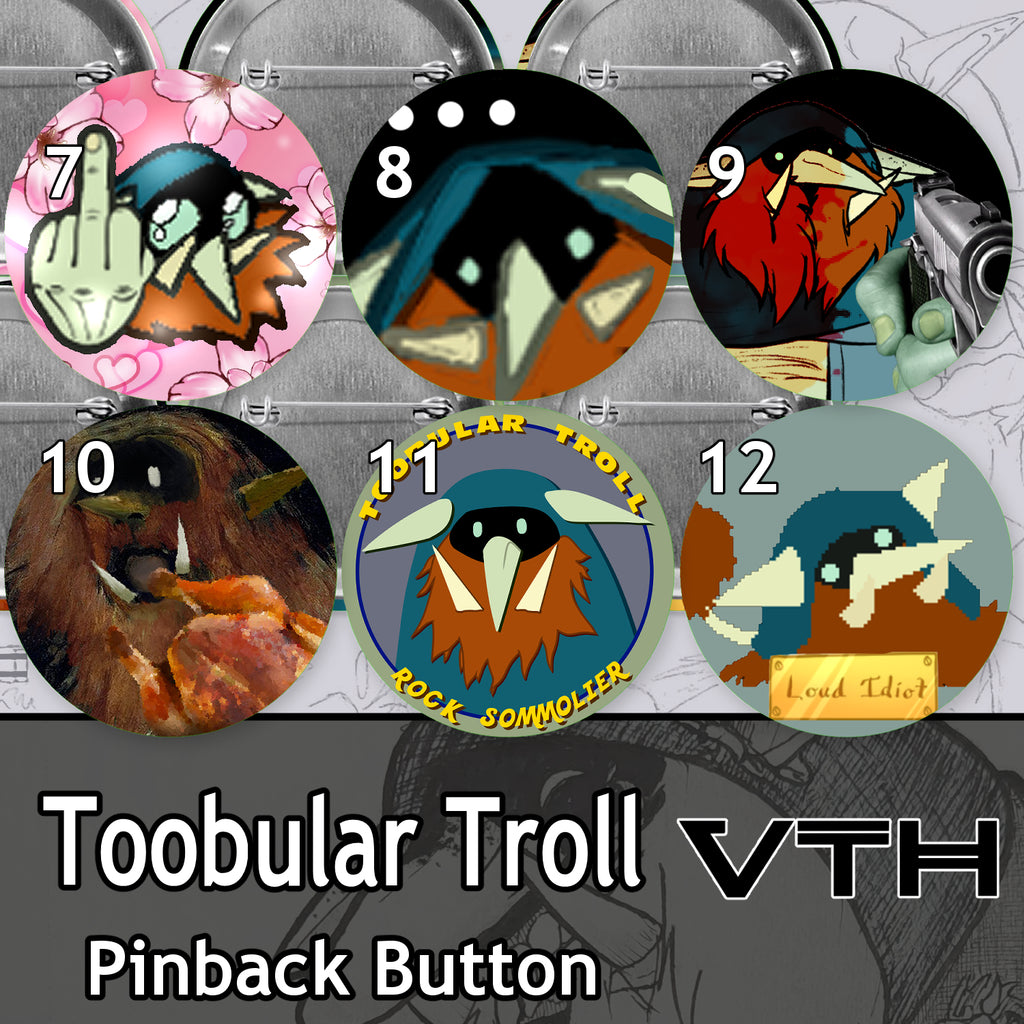 Toobular Troll Pinback Buttons