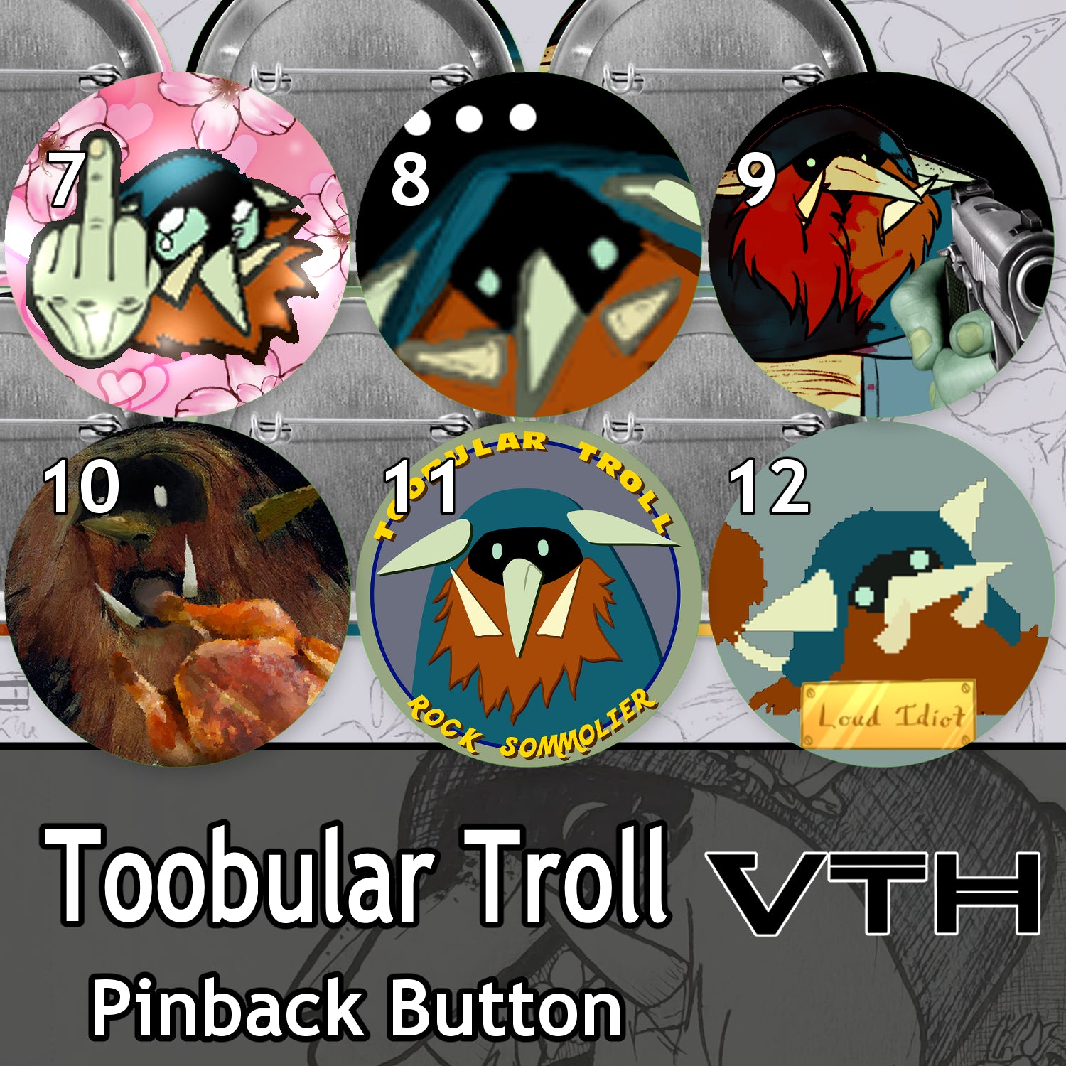 Toobular Troll Pinback Buttons