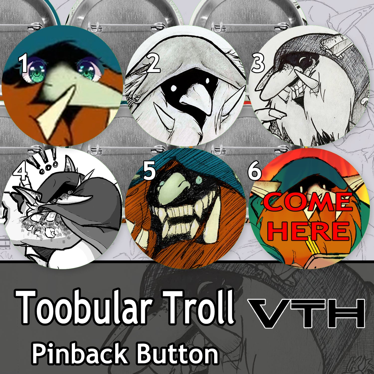 Toobular Troll Pinback Buttons