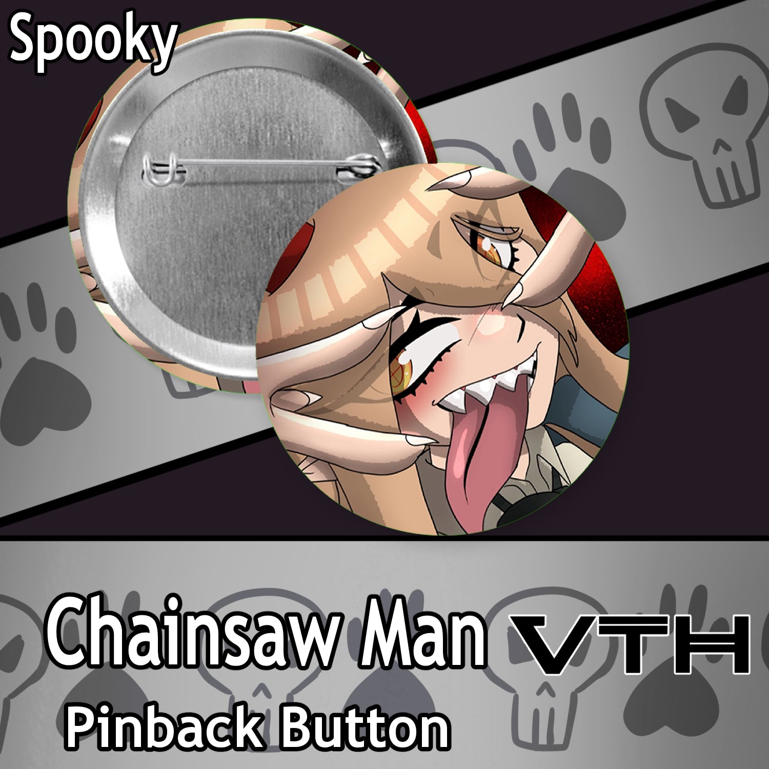 Chainsaw Man Power Pinback Button - Spooky