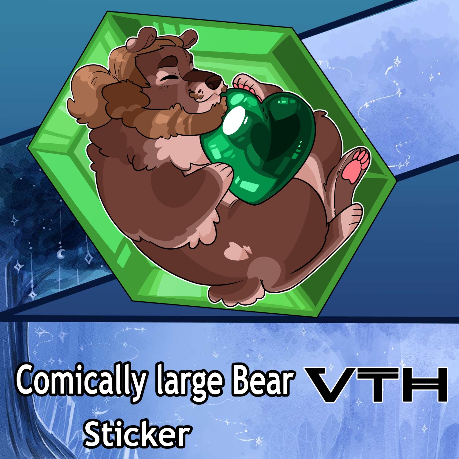 Kunstgebilde Green Gem Bear Sticker