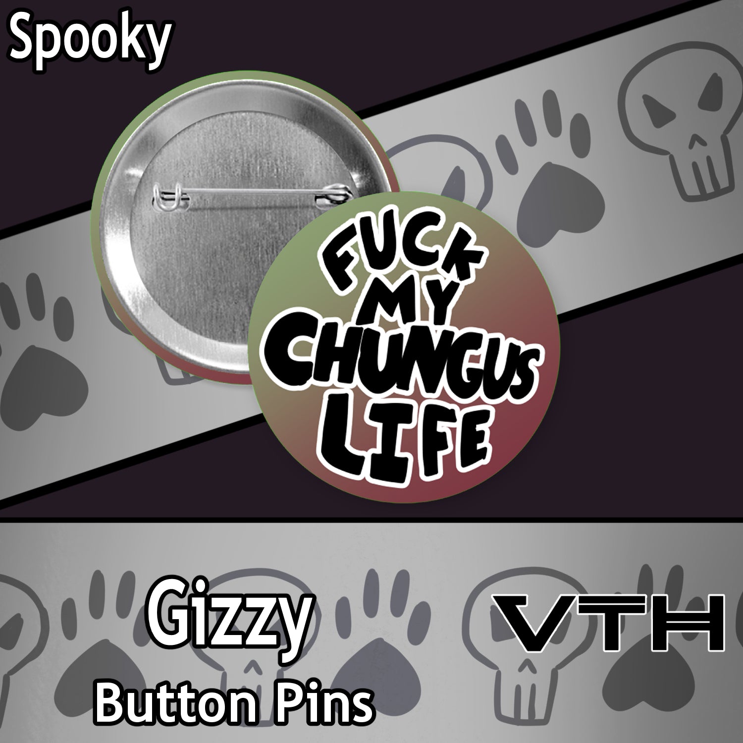 Gizzy Pinback Buttons - Spooky