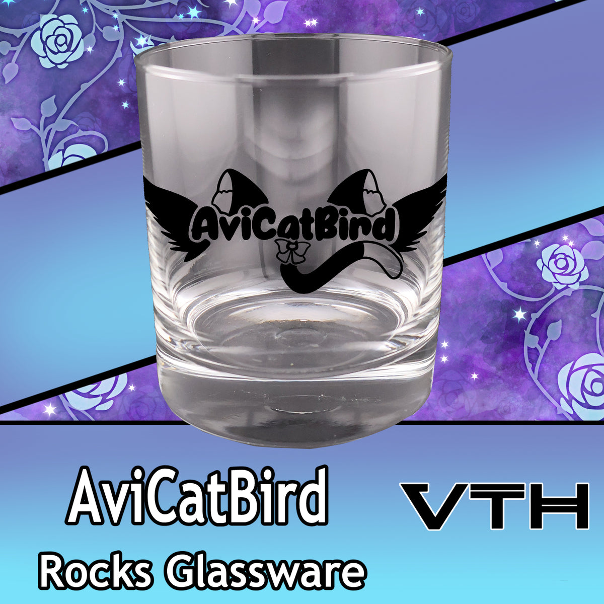 AviCatBird Logo Rocks Glass