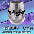 AviCatBird Logo Stemless Wine Glass