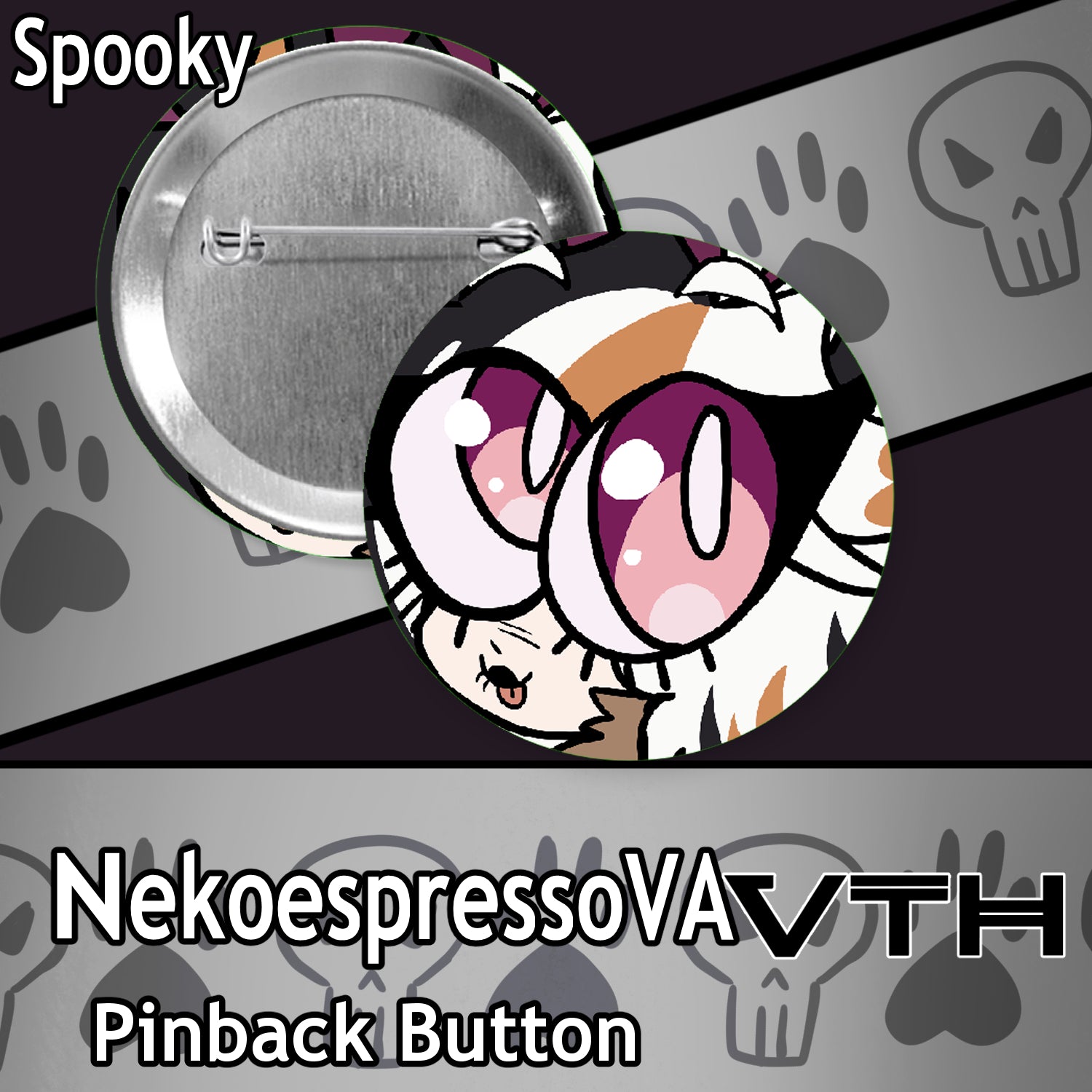 NekoEspressoVA Pinback Button - Spooky