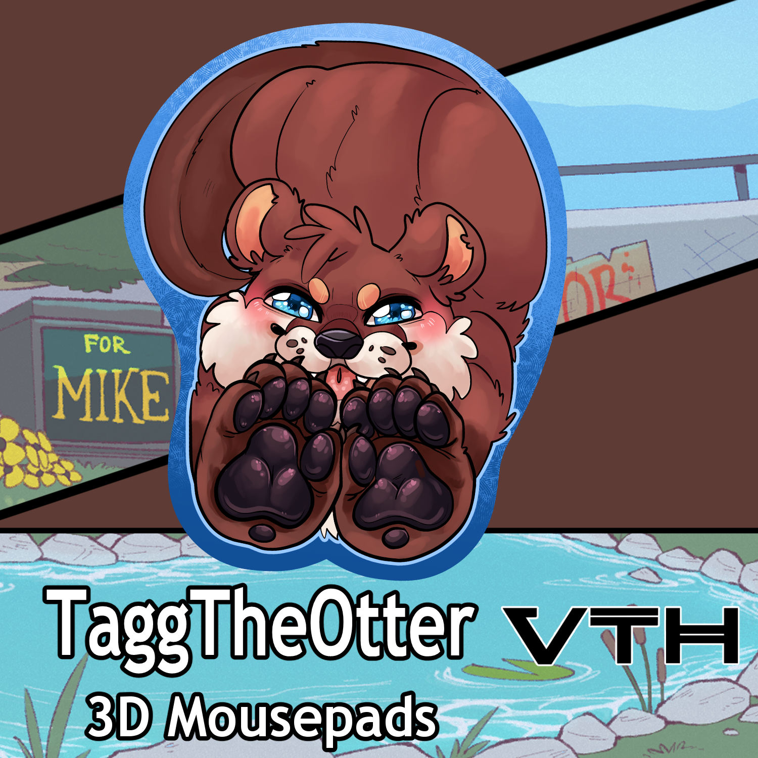 Tagg the Otter Wet Lil Hands 3D Mousepad