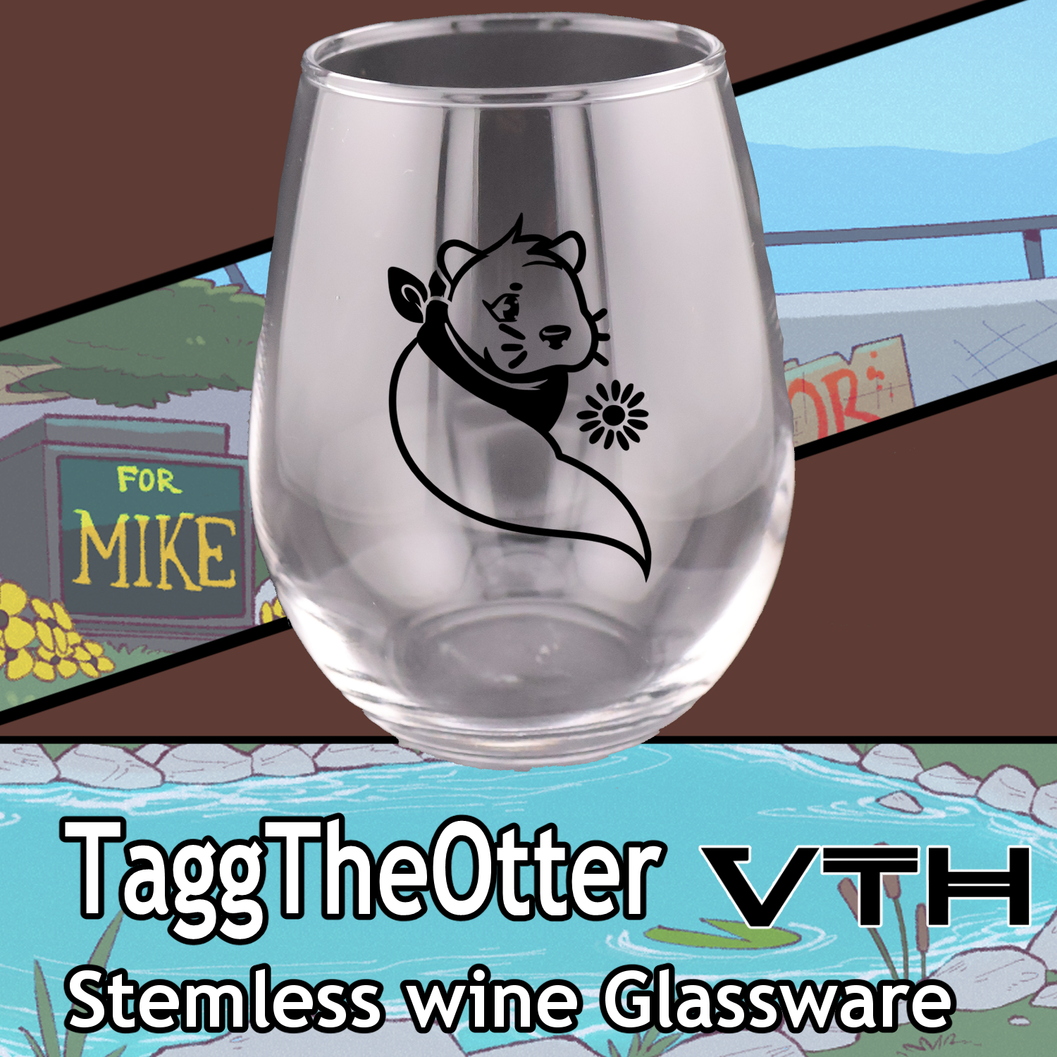 Tagg The Otter Stemless Wine Glass
