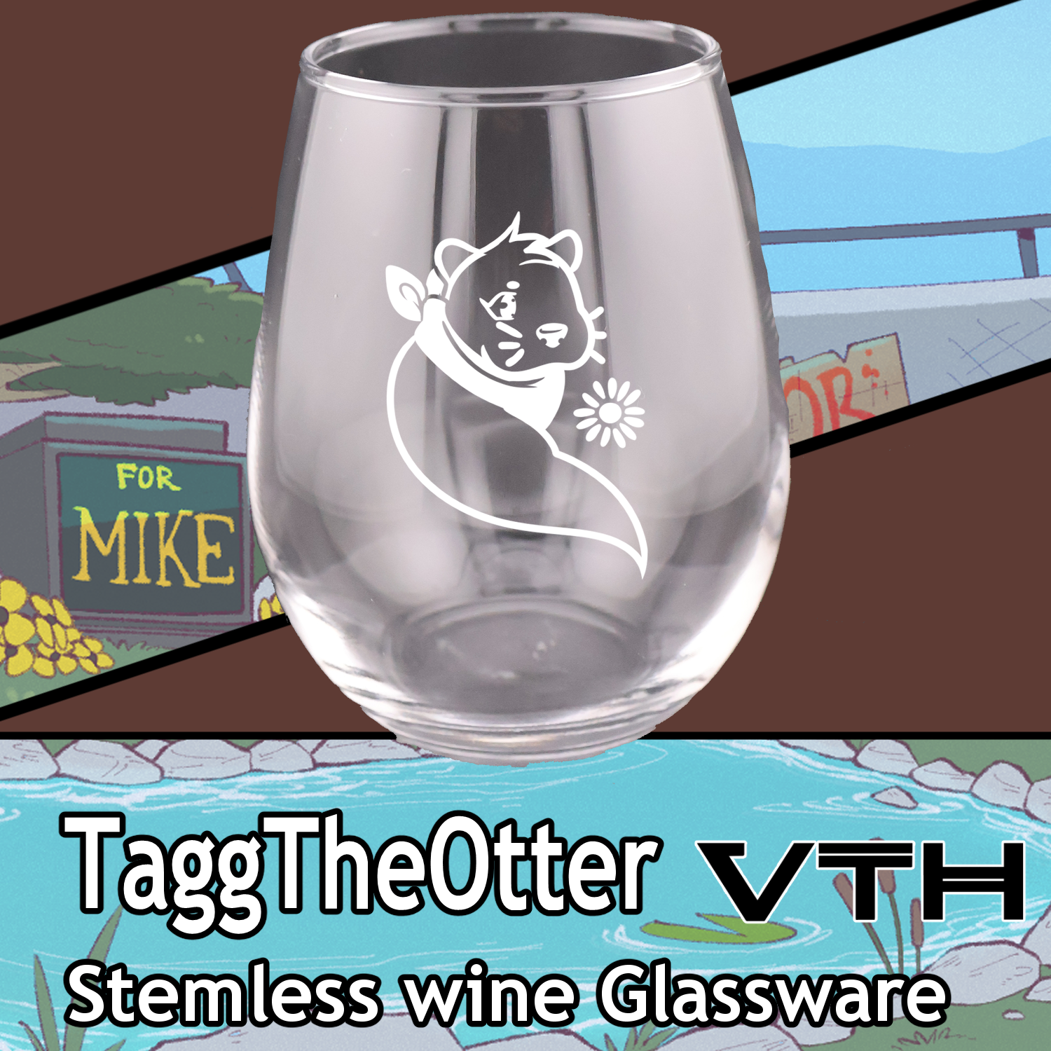 Tagg The Otter Stemless Wine Glass