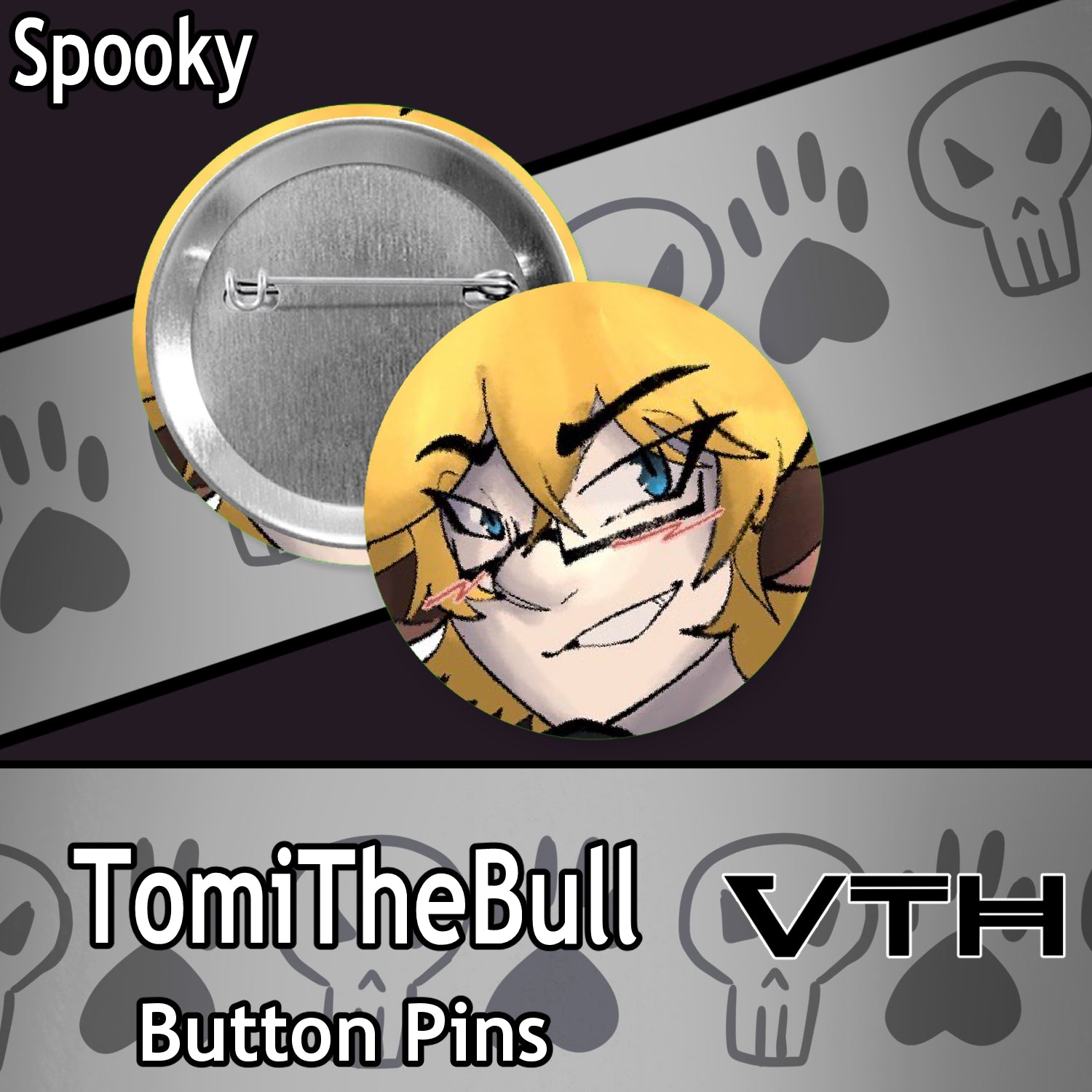 TomiTheBull Pinback Button - Spooky