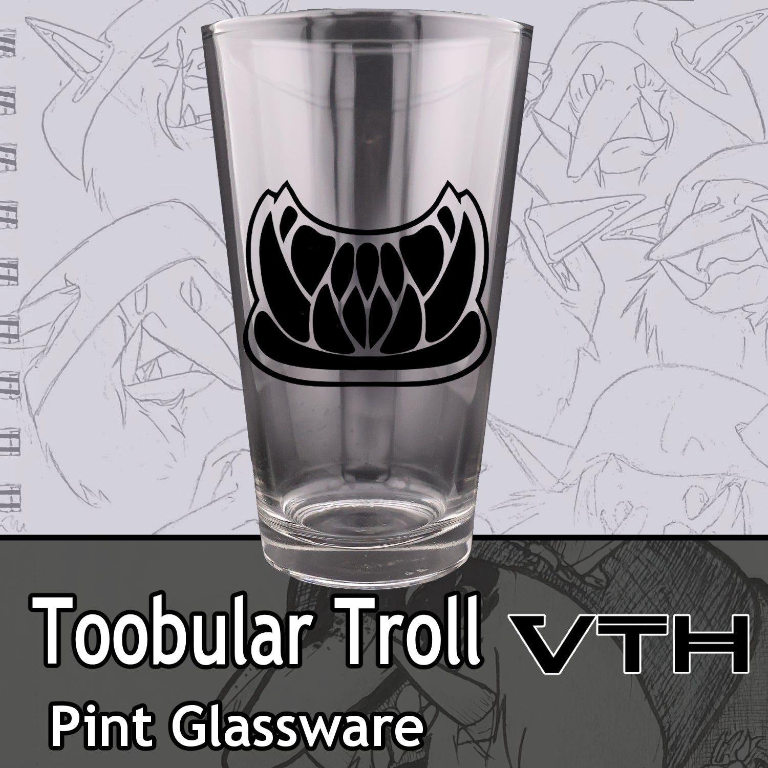 Toobular Troll Teeth Logo Pint Glass