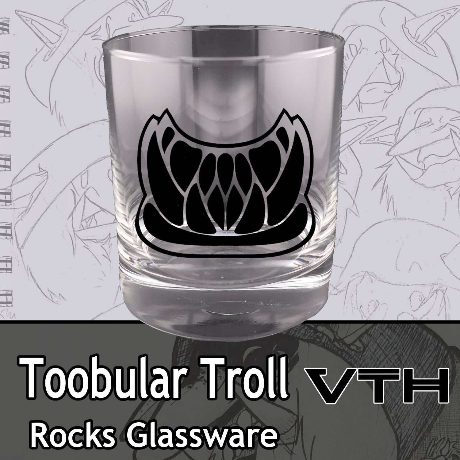 Toobular Troll Teeth Logo Rocks Glass