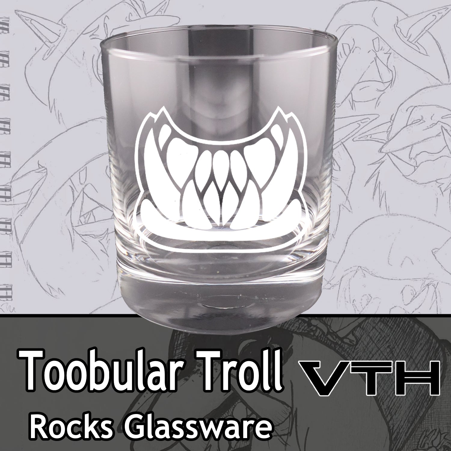 Toobular Troll Teeth Logo Rocks Glass