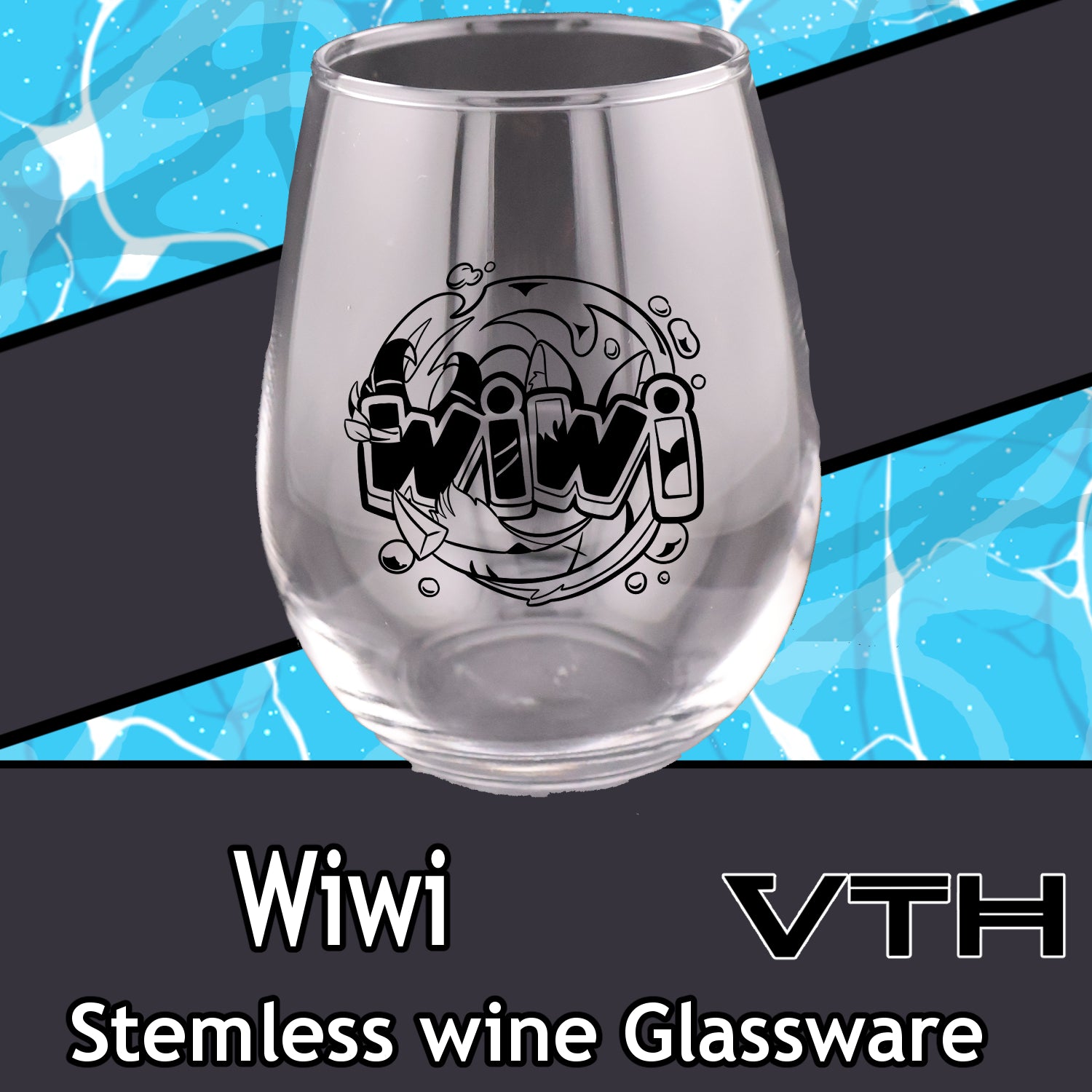 Wiwi Logo Stemless Wine Glass