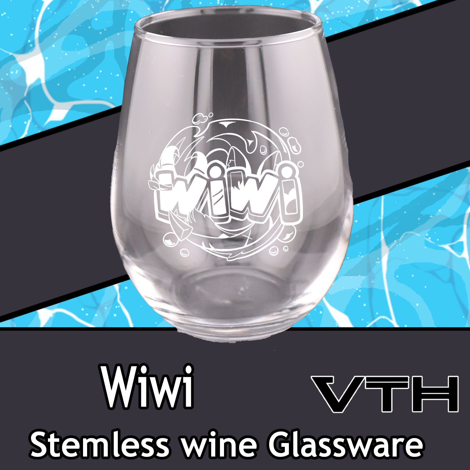 Wiwi Logo Stemless Wine Glass